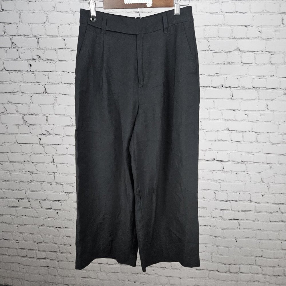 Madewell Black Pleated Front Wide Leg High Rise Lightweight Pants 6 (29x27)